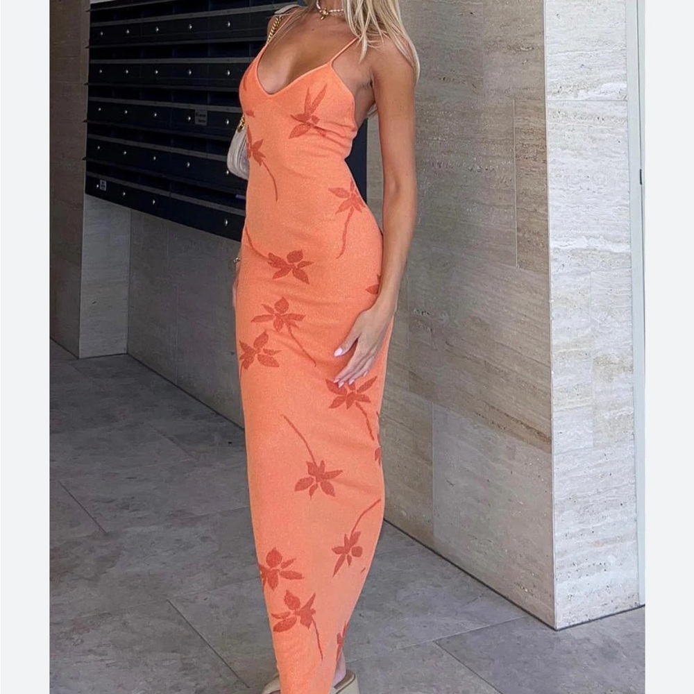 Orange Floral Maxi Dress